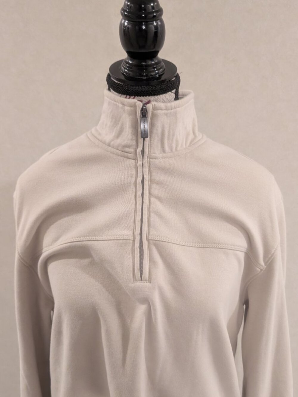 Van Heusen Flex Men's 1/4 Zip Pullover Sweatshirt Medium Cream Tan Fleece - Picture 9 of 9